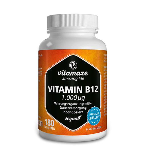 VITAMIN B12 1000 μg hochdosiert vegan Tabletten