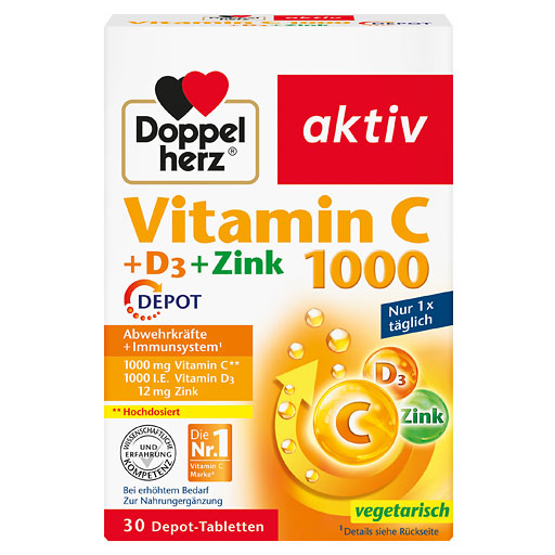 DOPPELHERZ Vitamin C 1000+D3+Zink Depot Tabletten