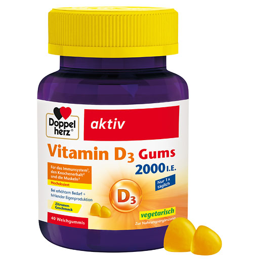 DOPPELHERZ Vitamin D3 2000 I.E.Gums